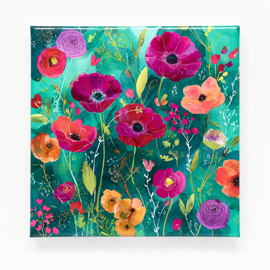 Emerald Bloom Mini Canvas