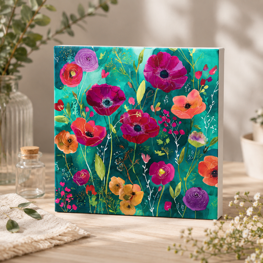 Emerald Bloom Mini Canvas