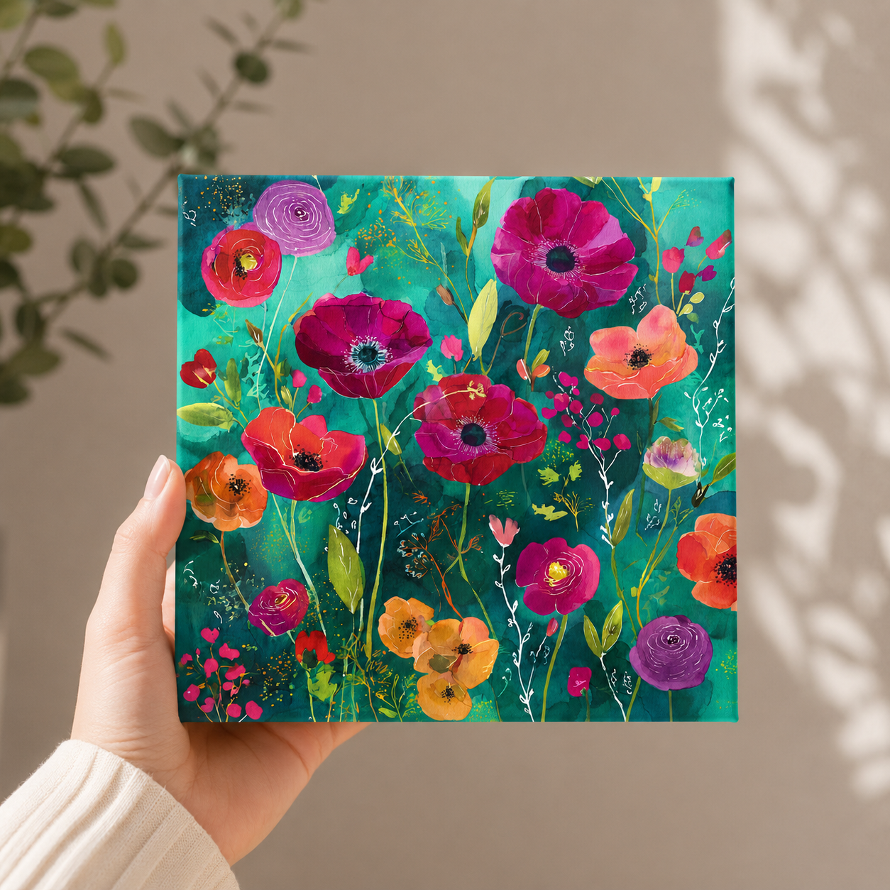 Emerald Bloom Mini Canvas