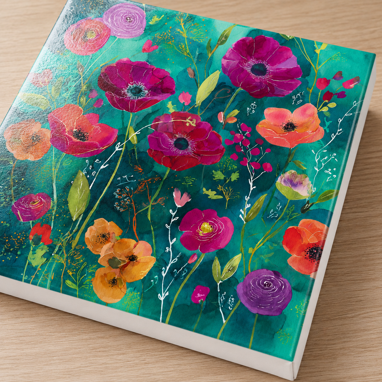 Emerald Bloom Mini Canvas
